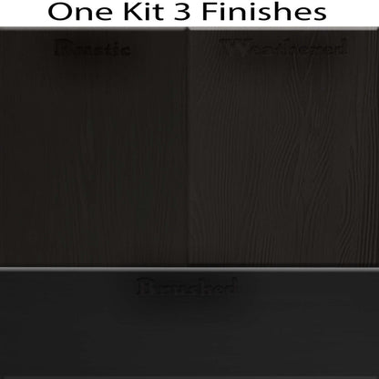 Swatches of Retique It Wood'n Finish Kit in Classic Black for tabletop staining, showing double-sized stain samples.