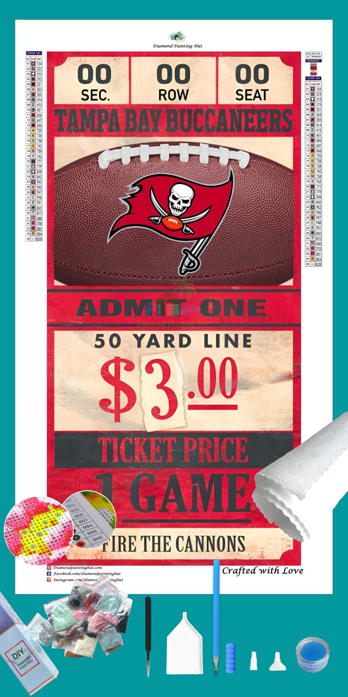 Tampa Bay Buccaneers NFL Ticket Diamond Painting-Diamond Painting Hut