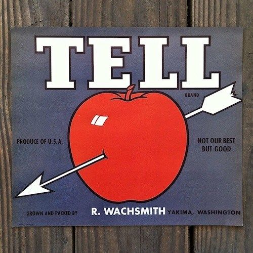 TELL APPLE Fruit Crate Box Label