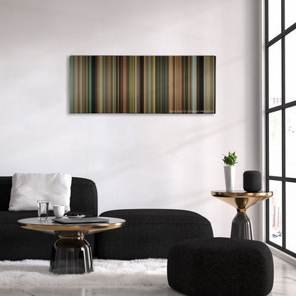 The Blind Side color palette canvas above a black sofa with a gold-topped table