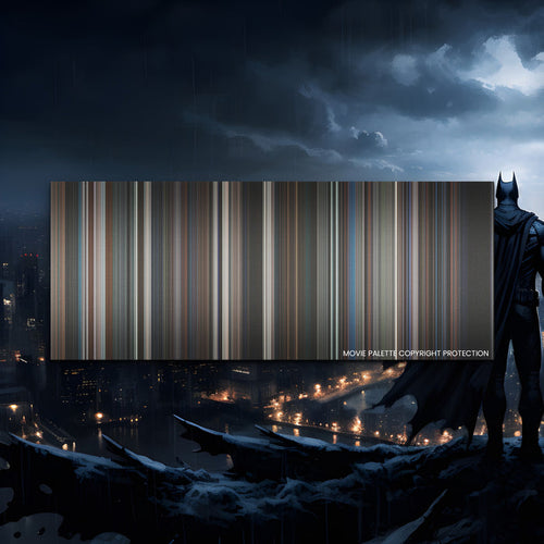 The Dark Knight movie barcode canvas print, the whole film as stripes of color
