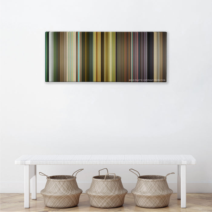 The Hangover Part III color palette canvas above a white bench with three woven baskets
