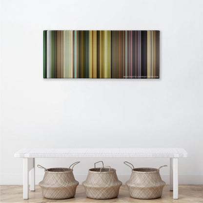 The Hangover Part III color palette canvas above a white bench with three woven baskets