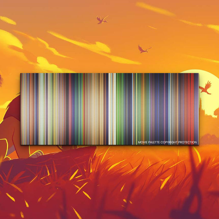The Lion King movie barcode canvas print, the whole film as stripes of color