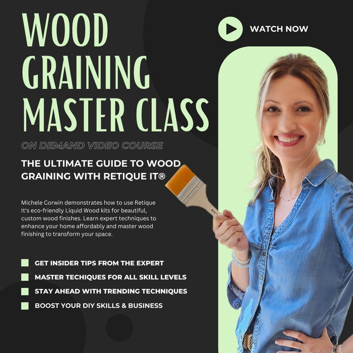 Digital wood graining master class by Retique It showcasing techniques for realistic wood finishes and grain effects.