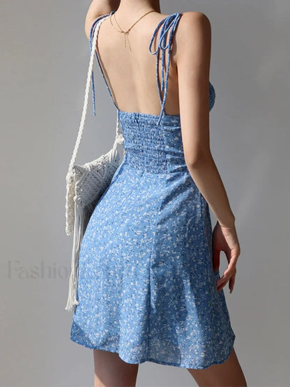 Tie Strap Floral Mini Dress