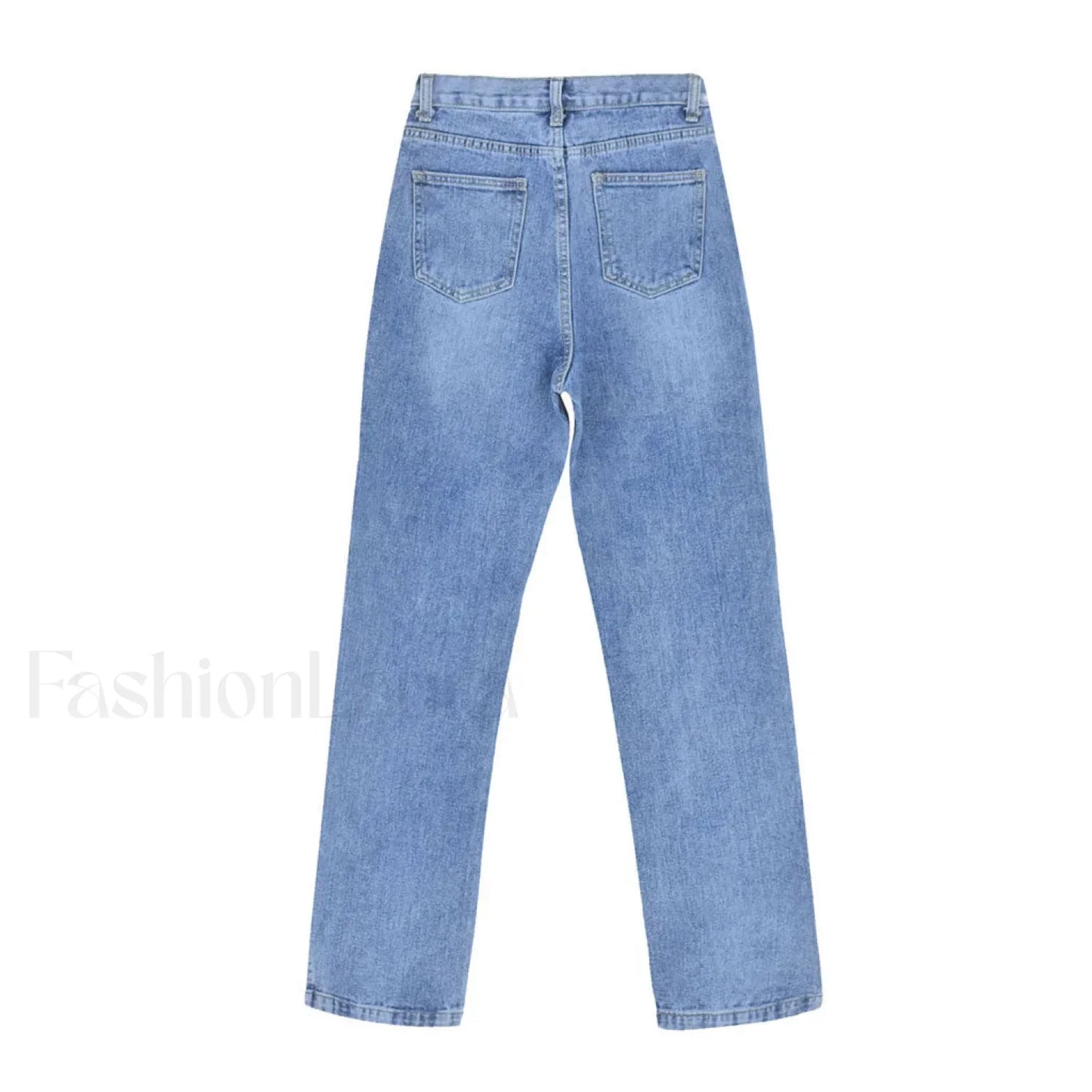 Trendy Cut Out High Waist Side Slit Wide Leg Jeans - Blue