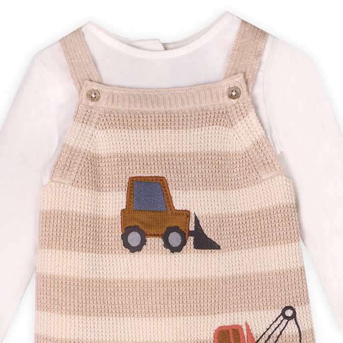 Trucks Embroidered Baby Knit Stripe Overall Set (Organic Cotton)