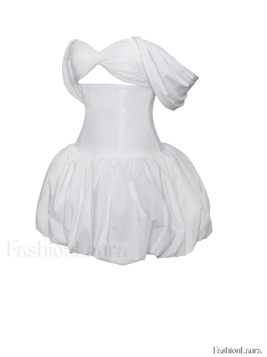 Umika White Bubble Charming Hem Mini Dress