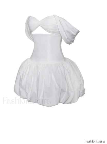 Umika White Bubble Charming Hem Mini Dress