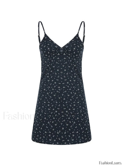 V Neck Ditsy Floral Mini Dress