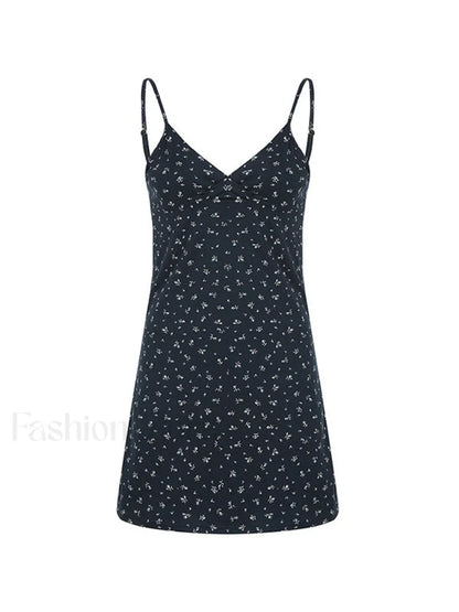 V Neck Ditsy Floral Mini Dress