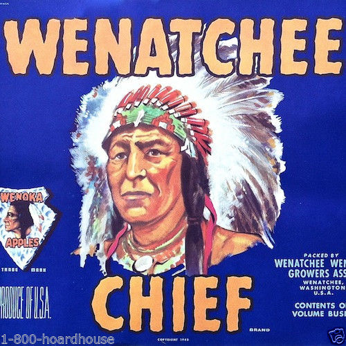 WENATCHEE CHIEF Apple Crate Box Label 1920s