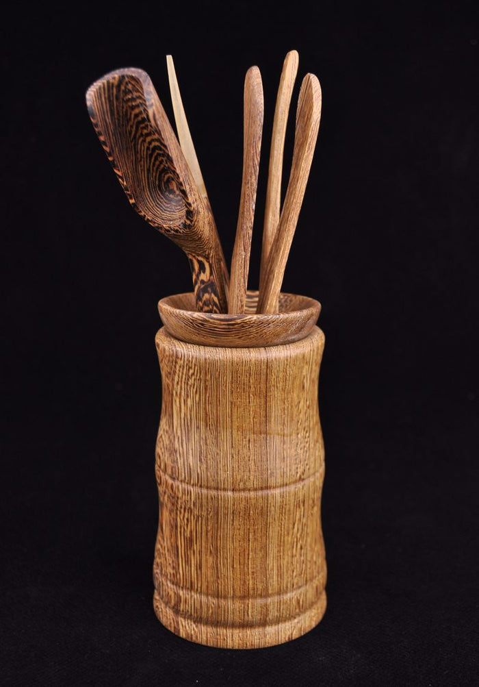 Wengé Wood "Modern Vase" 6 piece Cha Dao Set for Gong Fu Tea | Yunnan Sourcing Tea Shop