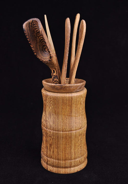 Wengé Wood "Modern Vase" 6 piece Cha Dao Set for Gong Fu Tea | Yunnan Sourcing Tea Shop