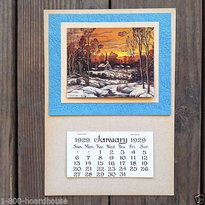 WINTER SCENE Grocery Promotional Ad Calendar 1920s