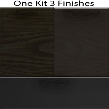 Swatch of four large Retique It Wood'n Finish Kits in classic black, showcasing versatile wood finish options and textures.