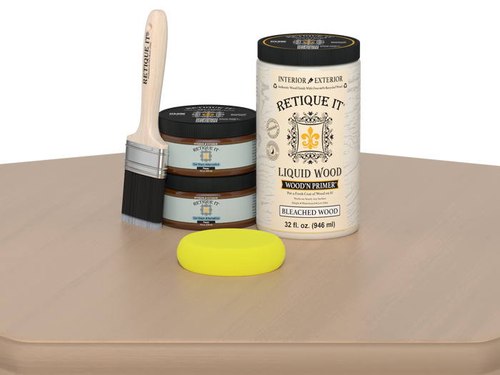Retique It Wood'n Cabinet Kit in White Oak with 12 smooth doors, ideal for staining and finishing kitchen or bathroom cabinets.