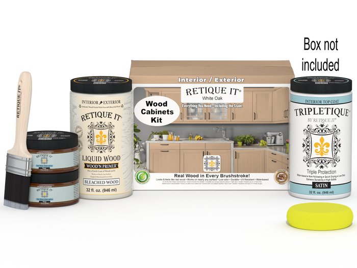 Retique It Wood'n Cabinet Kit with 12 smooth white oak doors, stain finish for kitchen or bathroom cabinets.
