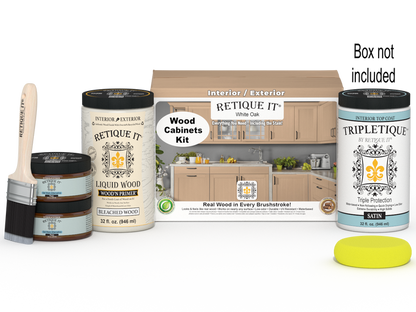 Retique It Wood'n Cabinet Kit with 12 smooth white oak doors, stain finish for kitchen or bathroom cabinets.