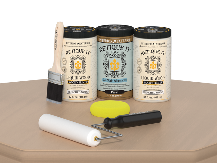 White oak Wood'n Cabinet Kit with 24 smooth doors, stain finish, for kitchen or bathroom cabinets by Retique It.