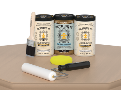 White oak Wood'n Cabinet Kit with 24 smooth doors, stain finish, for kitchen or bathroom cabinets by Retique It.