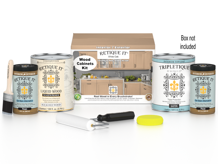 Retique It Wood'n Cabinet Kit with 48 white oak doors, smooth finish, stain options, ideal for kitchen or bathroom cabinetry.