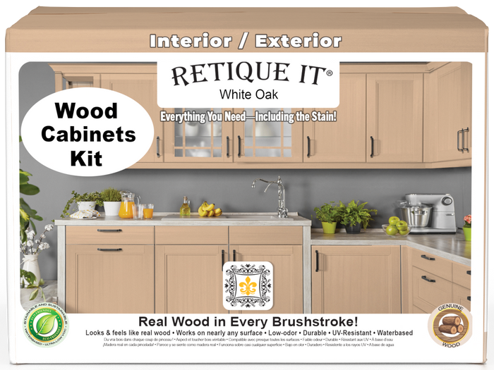 White oak Wood'n Cabinet Kit with 48 smooth doors by Retique It for stained wood cabinet projects.