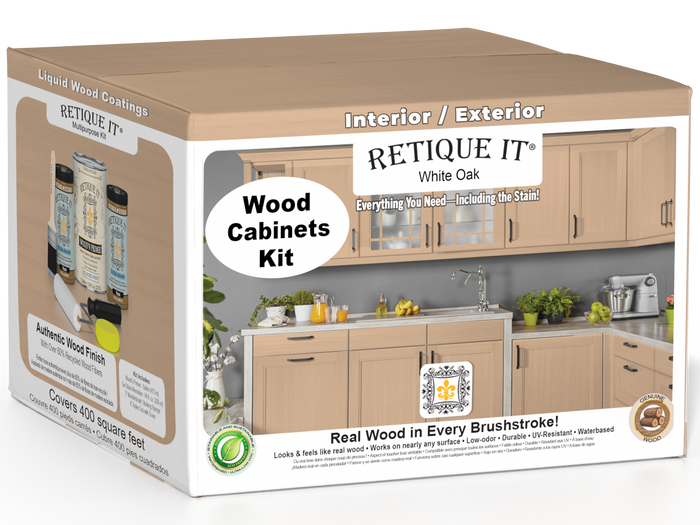 White oak Wood'n Cabinet Kit with 48 smooth doors by Retique It for stained wood cabinet finishes.