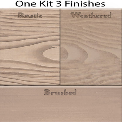 Retique It Wood'n Finish Kit in French Oak, medium size, with exterior top coat swatches showing different wood finish options.