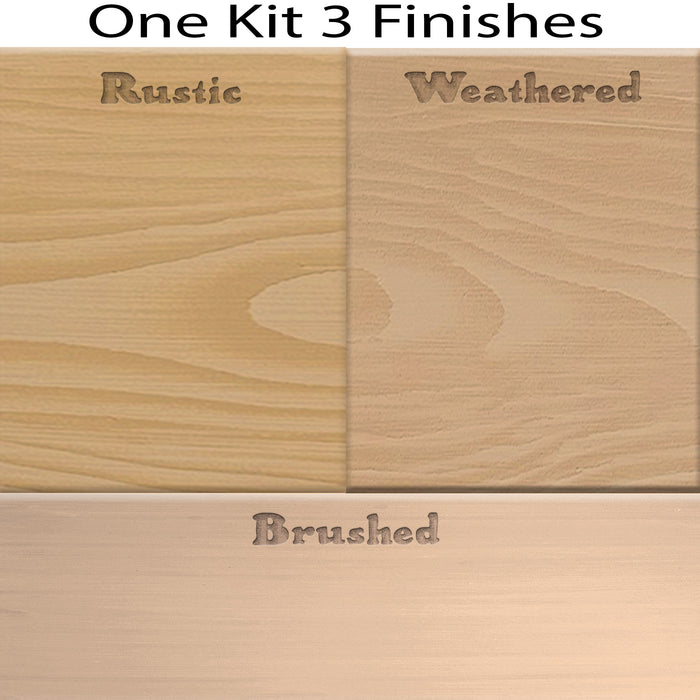 Swatch of Retique It Wood'n Cabinet Kit stain in Pickled Oak showing grained wood finish on a sample piece