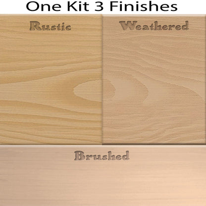 Swatch of Retique It Wood'n Cabinet Kit stain in Pickled Oak showing grained wood finish on a sample piece