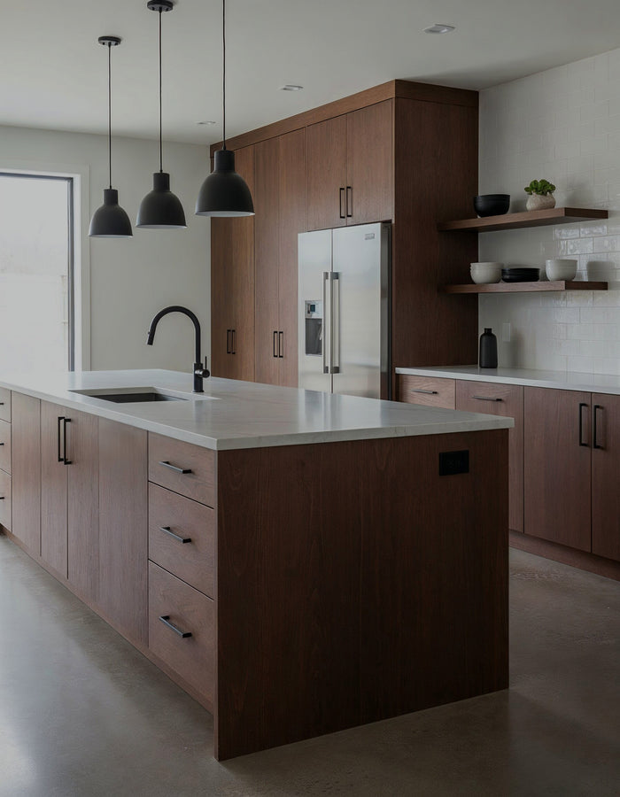 Retique It Wood'n Cabinet Kit with 24 grained doors in red mahogany stain, featuring black walnut weathered finish.