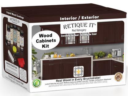 Retique It Wood'n Cabinet Kit with 24 grained red mahogany stain doors for furniture or cabinetry projects.