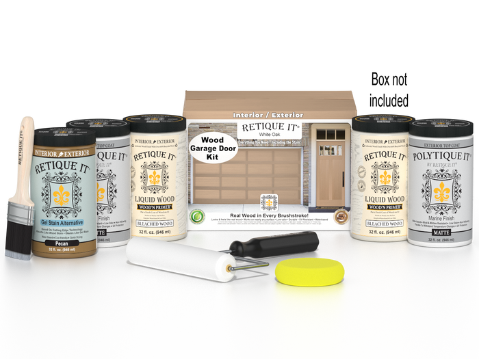 Wood'n Door Smooth Finish Kit (Front & Garage Door) - White Oak — Matte kit contents with door box