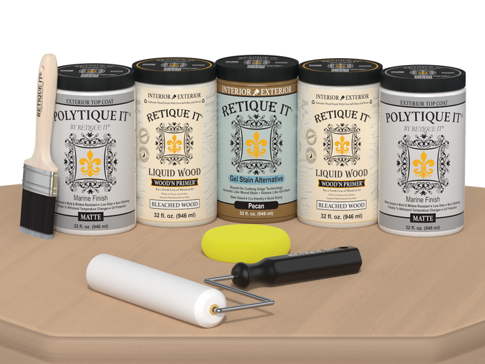 Wood'n Door Smooth Finish Kit (Front & Garage Door) - White Oak — Matte kit contents