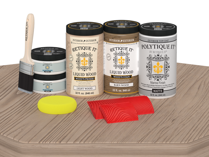 Wood'n Finish Front Door Kit (Double) - French Oak — Matte kit contents