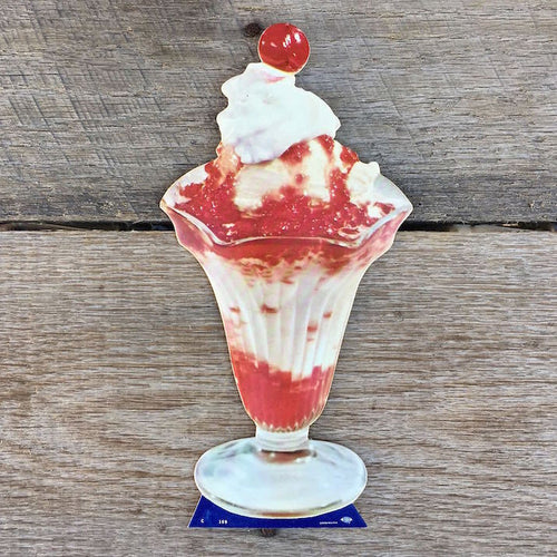 WOOLWORTH CHERRY SUNDAE Cardboard Ice Cream Sign 1950s