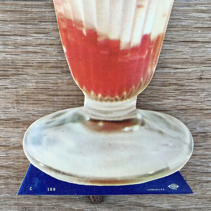 WOOLWORTH CHERRY SUNDAE Cardboard Ice Cream Sign 1950s