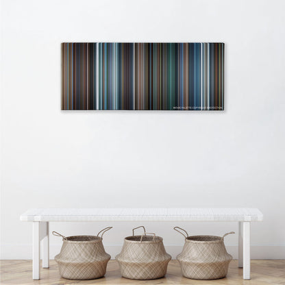 X-Men: The Last Stand color palette canvas above a white bench with three woven baskets
