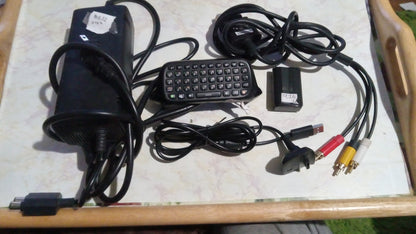 Xbox 360 5 Item S Model AV AC Cable Chatpad OEM + Charge Cable w Battery BUNDLE
