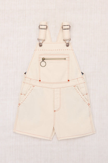 Zip Overall Shorts in Gesso Denim