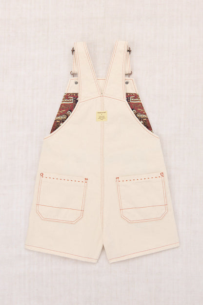 Zip Overall Shorts in Gesso Denim