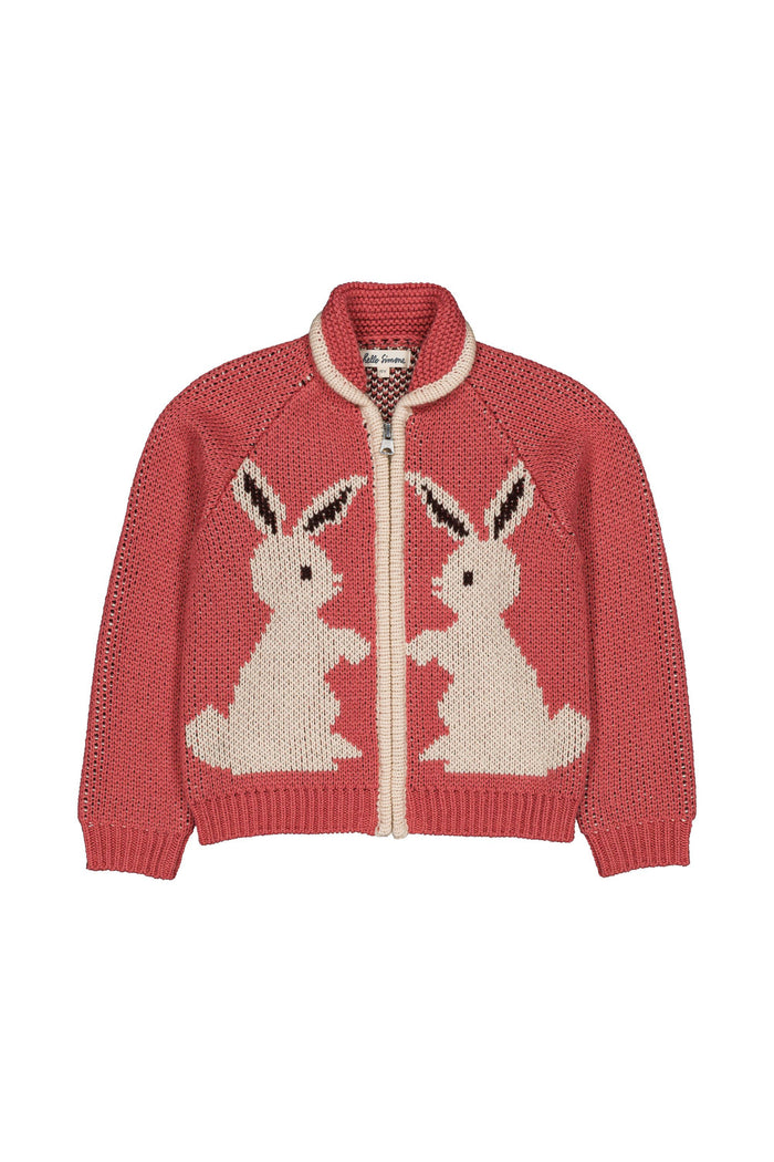 Ziply Rabbit Cardigan in Rose