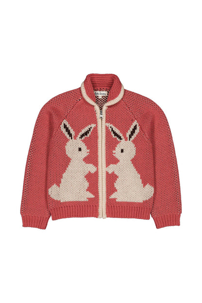 Ziply Rabbit Cardigan in Rose