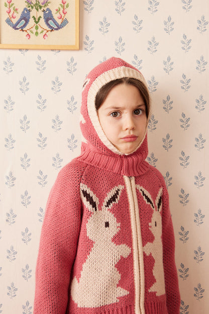 Ziply Rabbit Cardigan in Rose